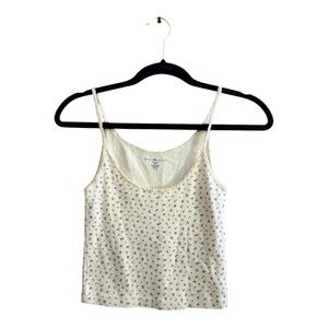 Brandy Melville Skylar floral white and blue flowers tank top